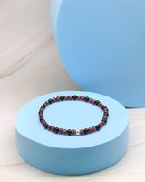 Elastisches Armband aus Granat und Onyx mit 925 Silber
