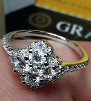 Bague argent avec diamants de moissanite 0,4 ct certifié GRA