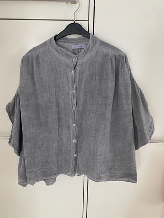Noéline Oversize-Damenbluse Grau – 100 % Baumwolle