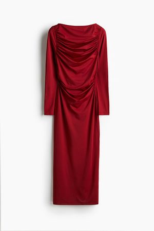 Robe longue drapée rouge taille S bon état