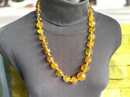 Facettierte Bernstein-Vintage-Halskette