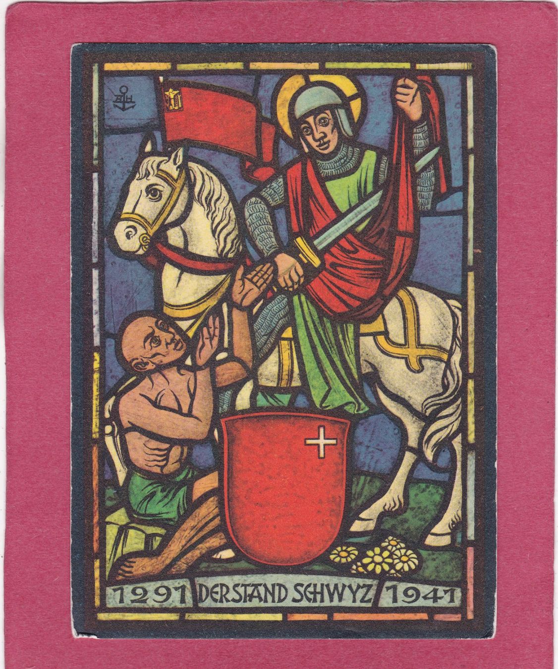 Cartoline postali: Kitsch Kunst   Albert Hinter Schwyzer Standesscheibe – Usato da Herisau venduto da Lisegrat2008