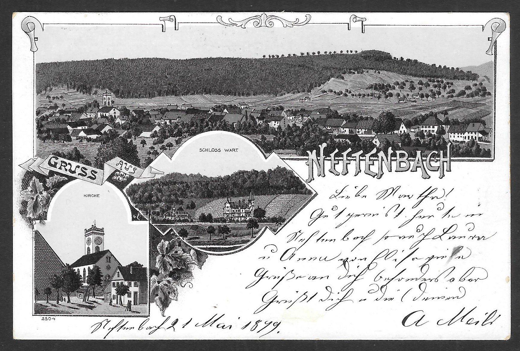 Cartoline postali: Neftenbach braune Lithografie 3 Bilder – Usato da Olten venduto da clotaldi