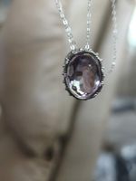 Grosser Amethyst Anhänger in Sikber 925 gefasst Silberkette