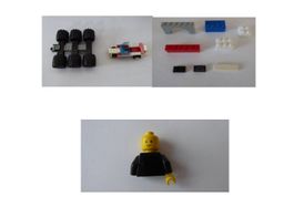 2 Lego Fahrzeuge, montiert und 8 Einzel Bausteine, Figur