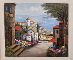 Mediterrane Landschaft auf Leinen 50x60cm, signiert. CH Made