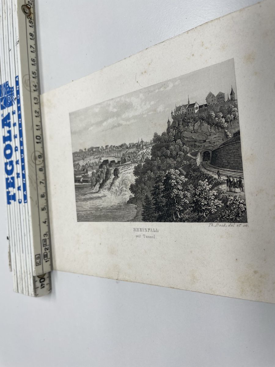 Grafica & Litografie: Originale Rheinfall-Lithographie, seltene Ansicht mit Tunnel – Usato da Volketswil venduto da Edwiga01 1