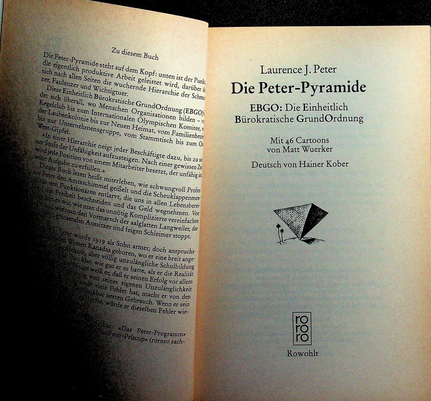 Livres: Die Peter Pyramide TB Rowohlt Verlag 1990 – D'occasion à Reitnau par Zaomir 2