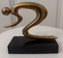 Statue skieur en bronze vintage