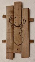 rustikales Holz-Wandbild mit Hirsch - Unikat handgefertigt
