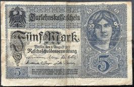 Antike 5 Mark Reichsbanknote von 1917 - Sammlerstück!