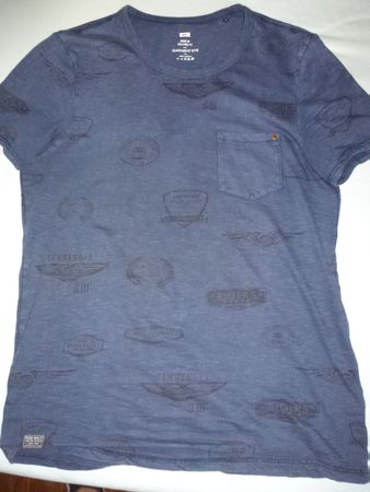Herren T-Shirt Grösse M blau m. Print relaxed fit Dunkelblau