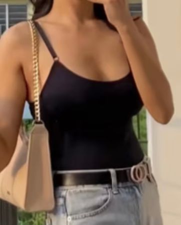 Tally Weill Chic Top Body nero a coste di cotone taglia S