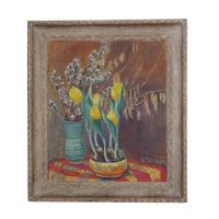 Original Ölgemälde von Bertha Züricher Stillleben mit Tulpen