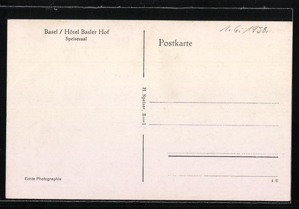 Cartoline postali: AK Basel, Hotel Basler Hof, Speisesaal – Usato da Berlin venduto da bartko-reher 1