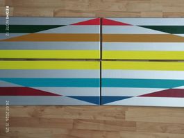 Abstraktes Komposition viergeteilt je 60x120cmfarbig neu