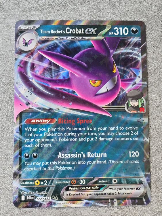 🇬🇧 Pokemon Destined Rivals Team Rocket's Crobat EX 122/182 (Gebraucht ...