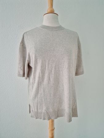 SHIRT STRICKSHIRT KURZARM PULLOVER S 36 BEIGE,  TOP ZU JEANS
