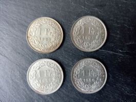 4 x 1 Franken Silber 1963-1966