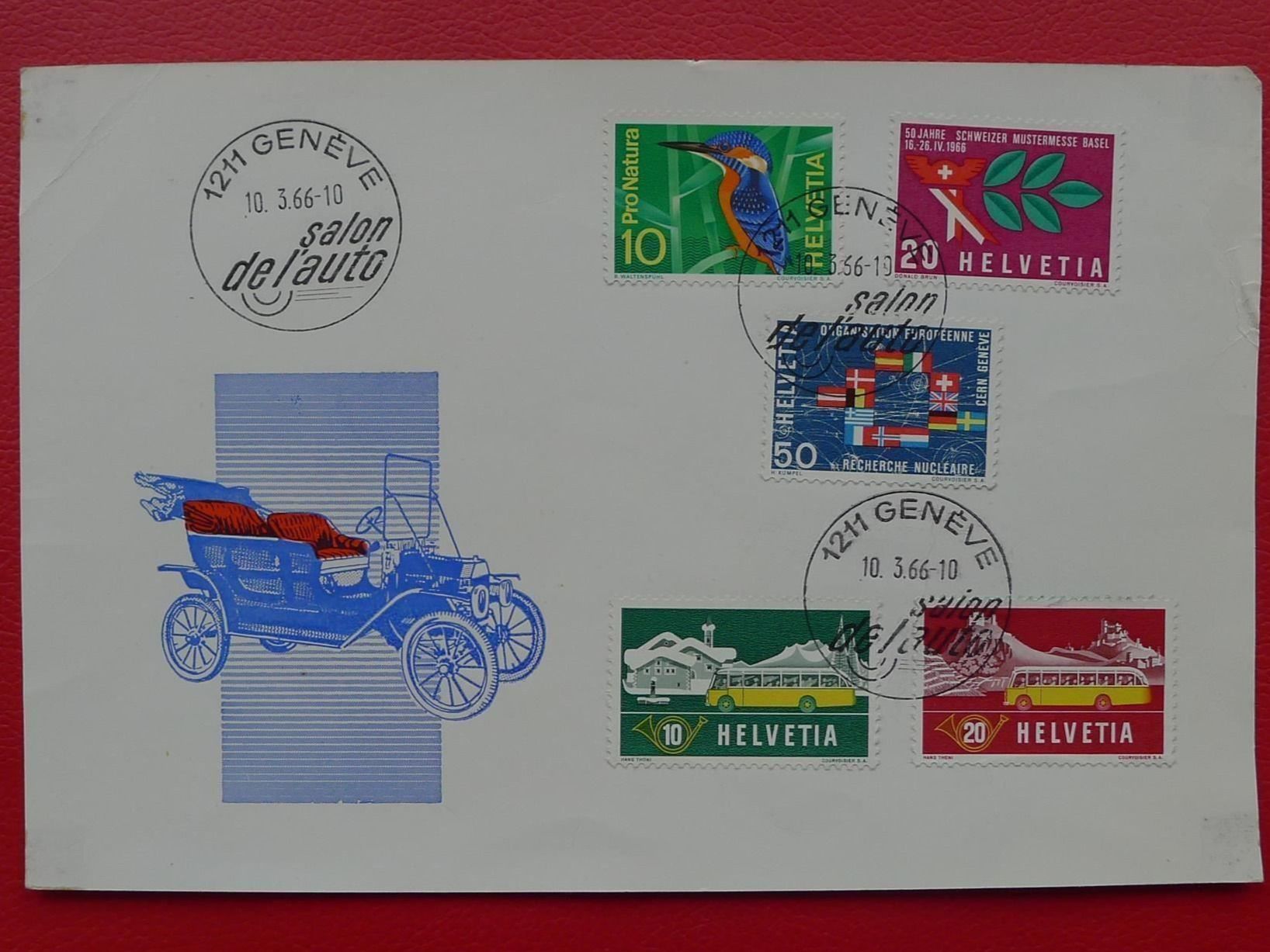 Alle Briefmarken: 1966, AUTOSALON Geneve illustrierter, sauberer BELEG ! – Gebraucht aus Sursee von Luzernerraute