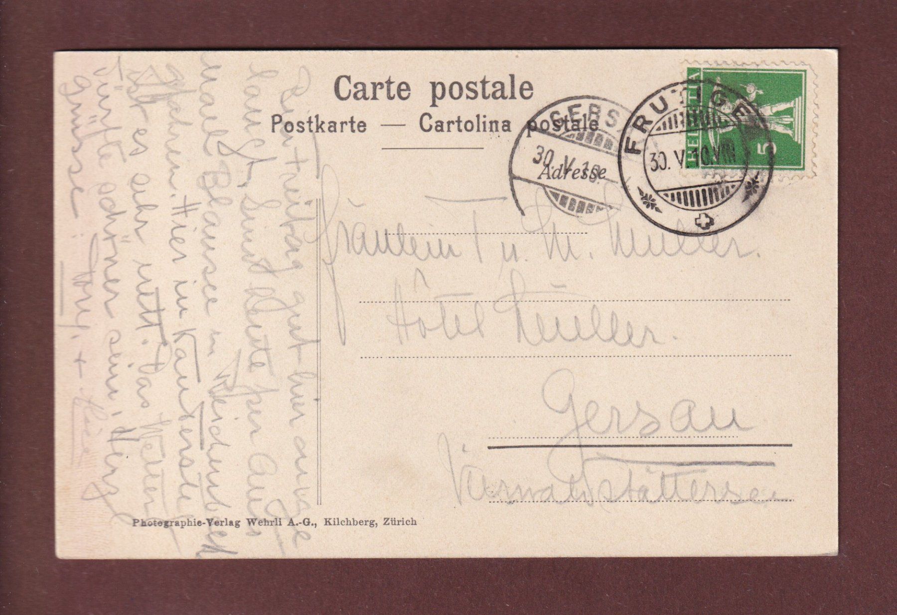 Cartoline postali: BLAUSEE im Kandertal - 1910 – Usato da Pully venduto da nicecards 1