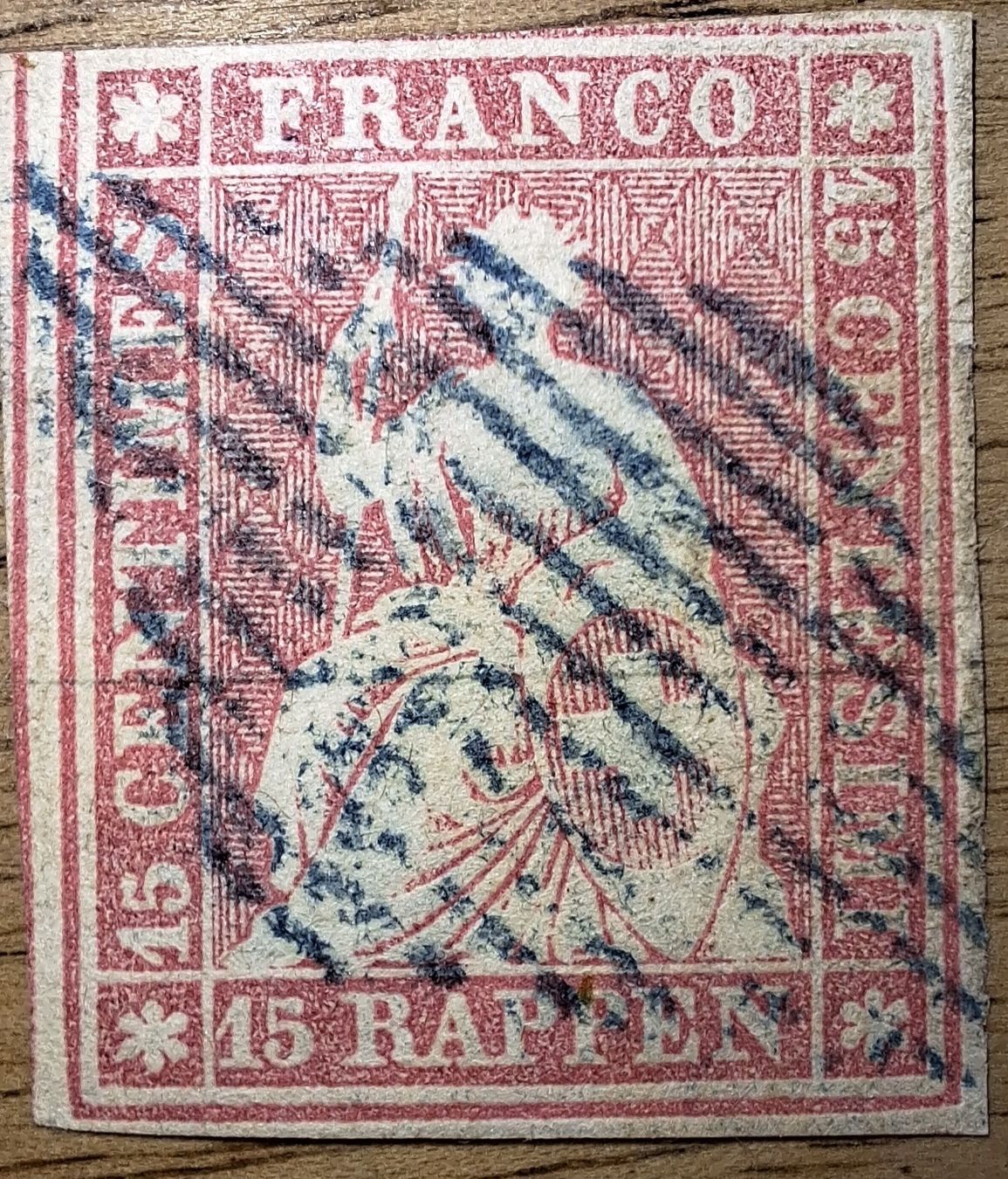 Tutti i francobolli: Strubel 24A3 bl. Raute mit Befund Kat. 240.- – Usato da Balgach venduto da SIMEON27