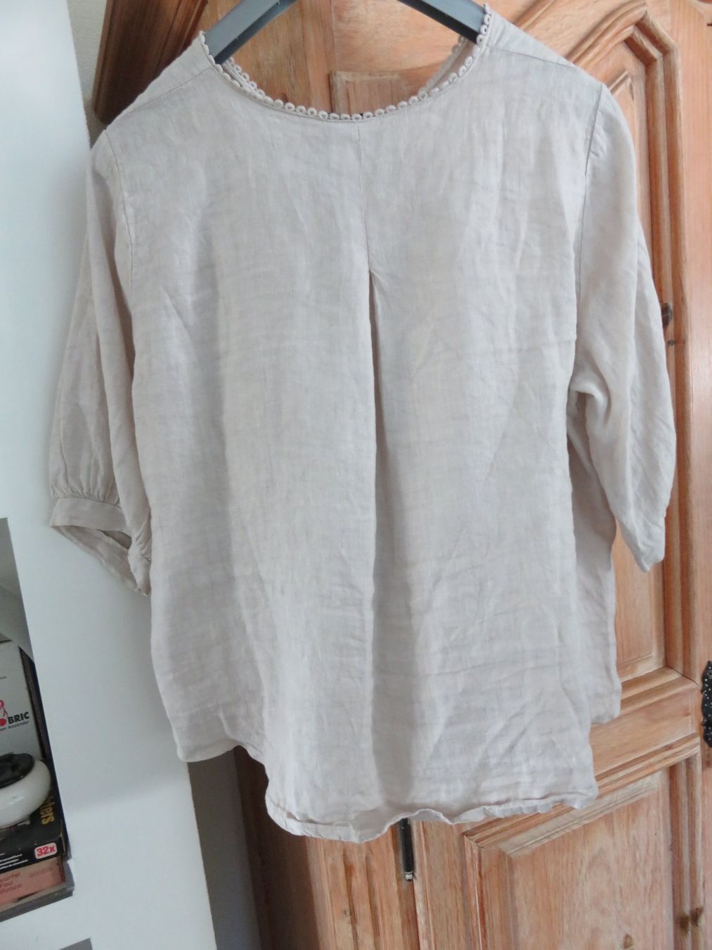 Camicette: LEINENBLUSE Gr. 48, beige – Nuovo (secondo la descrizione) da Lachen SZ venduto da portofino01 1