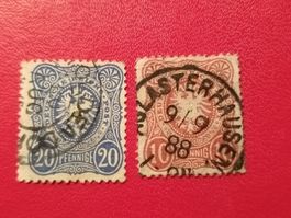 2 ANTIKE BRIEFMARKEN DEUTSCHES REICH GESTEMPELT
