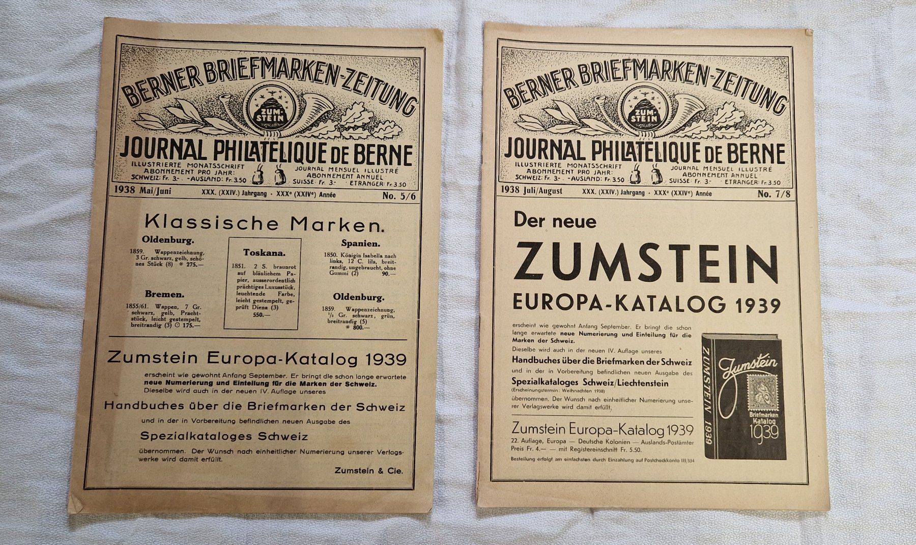 Tous les timbres: BERNER BRIEFMARKEN ZEITUNG 1939 – D'occasion à Bilten par Mic2022