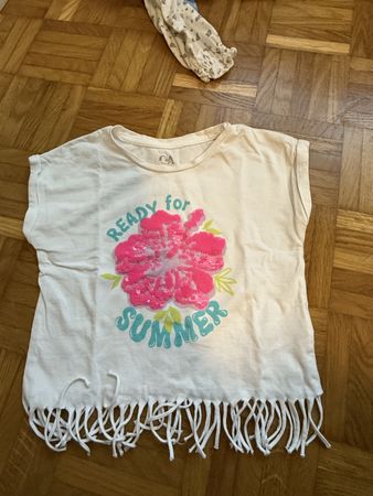 C&A Kindershirt, Gr. 92, Sommer T-Shirt mit Fransen