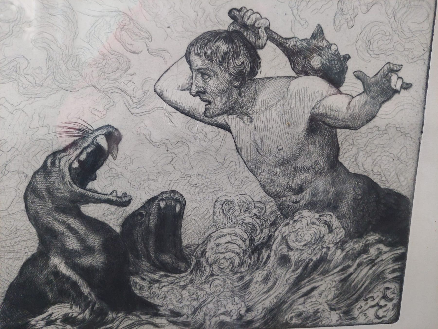 Grafiken & Lithographien: Meereskampf, von Hans Thoma, 1915 – Gebraucht aus Wabern von nic_22p9