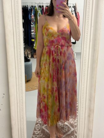 Twinset Plissee Kleid 44 rosa Blumen Sommerkleid Midikleid