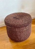 Panier de rangement rond en fibres naturelles tressées