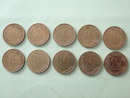 10x 10 centimes France 1970 - 1979 - complet