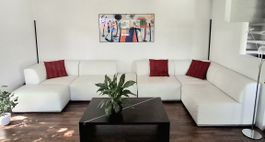Tolle modulare Designercouch - weisses Echtleder