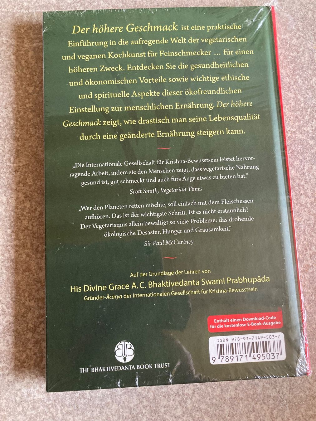 Libri: Der höhere Geschmack; Hare-Krishna Rezepte; NEU! – Nuovo e nell'imballaggio originale da Mosnang venduto da Kusli09 1