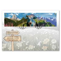Sonderumschlag Crypto Stamp CHLI, Blau Schweiz-Lichtenstein