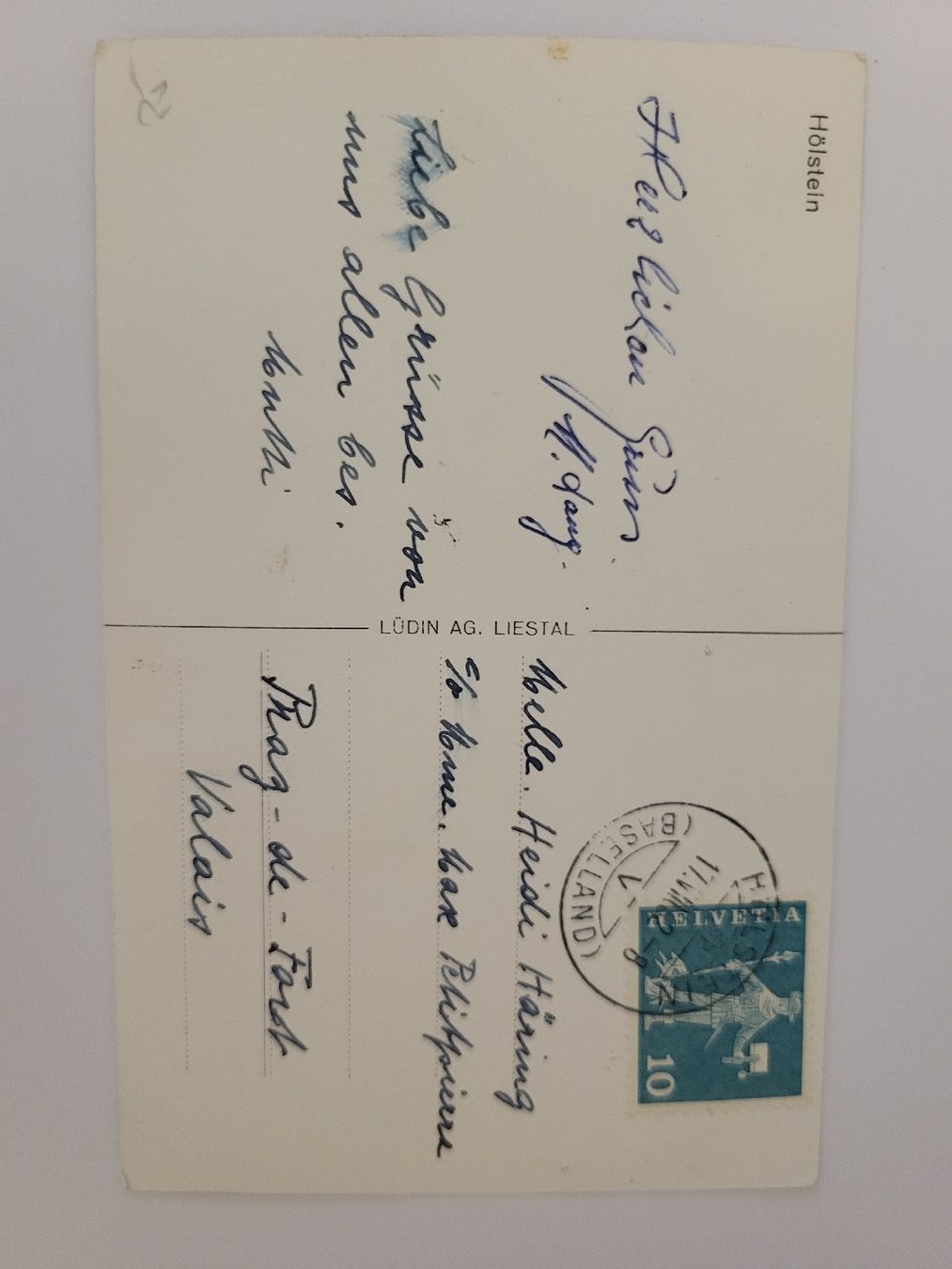 Cartoline postali: Ansichtskarte Basel Landschaft HOLSTEIN 1955 gestempelt RZ – Usato da nunningen venduto da mic_88k2 1