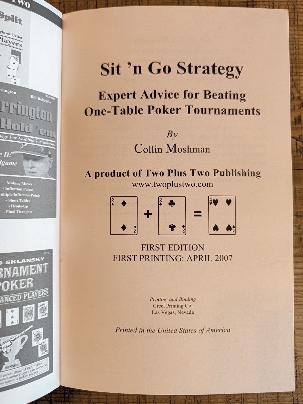 Libri: Sit'n Go Strategy - Collin Moshmann – Usato da Oberwil-Lieli venduto da stefim 3