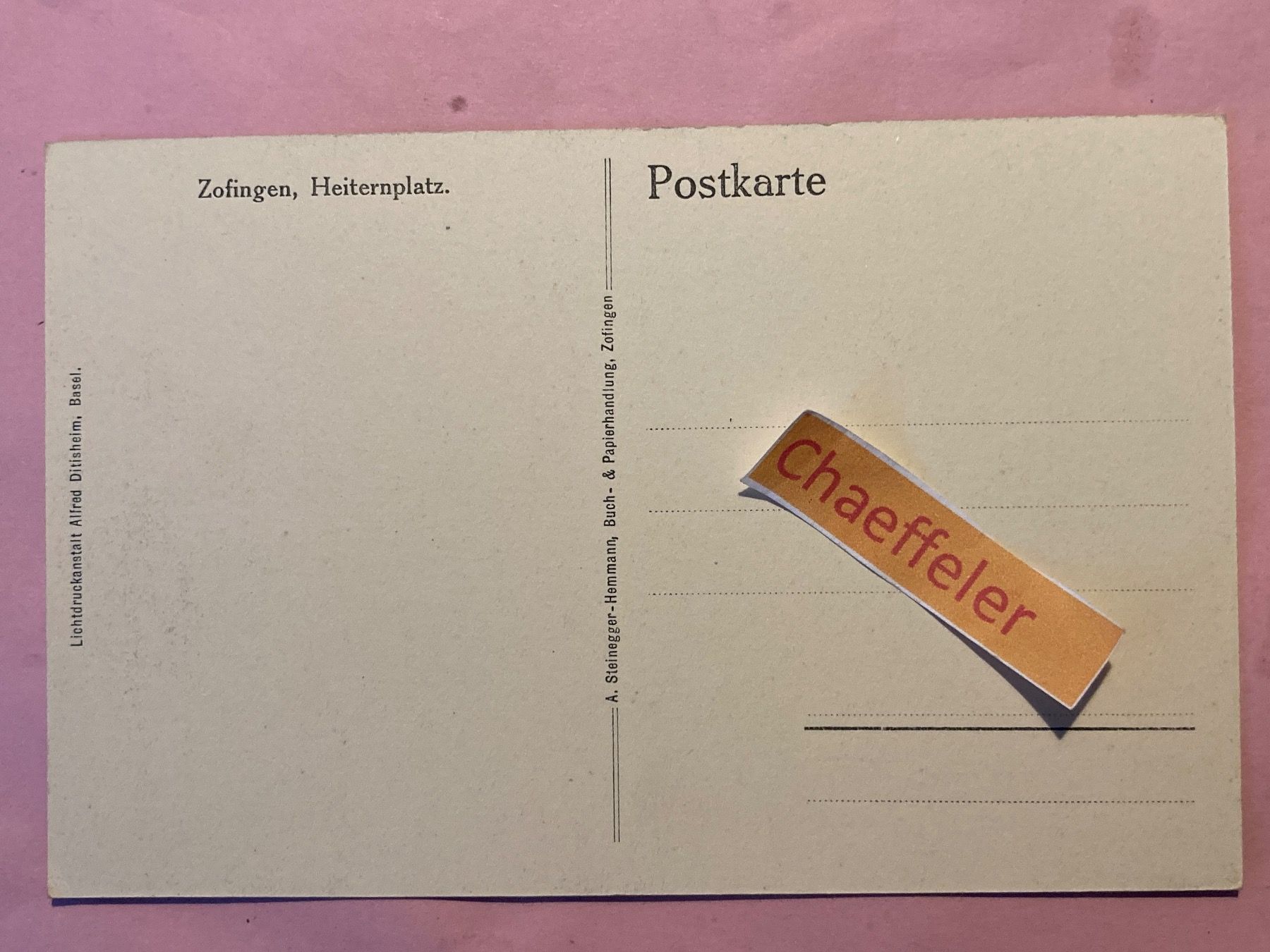 Cartoline postali: Zofingen, Heiterenplatz – Usato da Zürich venduto da Chaeffeler 1