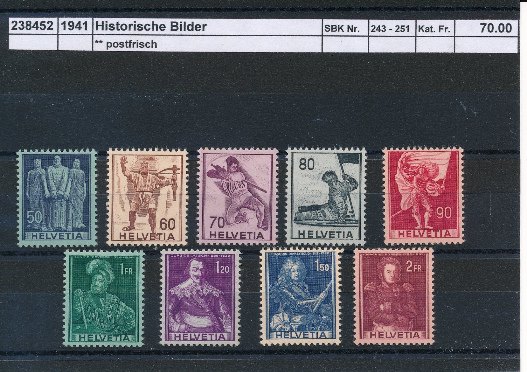 Alle Briefmarken: 1941 "Historische Bilder", ** postfrisch – Neu (gemäss Beschreibung) aus Winterthur von Zupogeru