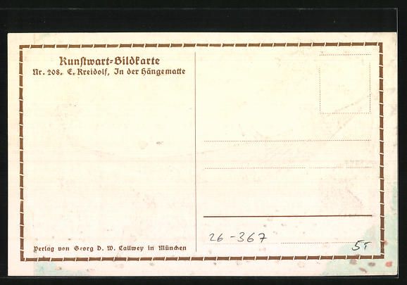 Cartoline postali: Ernst Kreidolf: In der Hängematte, Moti – Usato da Berlin venduto da bartko-reher 1
