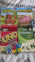 4 Kartenspiele - Biberbande Drecksau Uno &  Scrabble