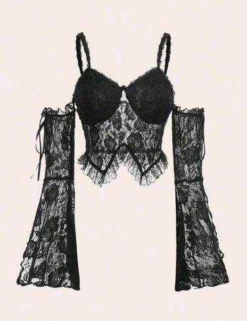 Schulterfreie Gothic Spitzenbluse Gr S *neu*