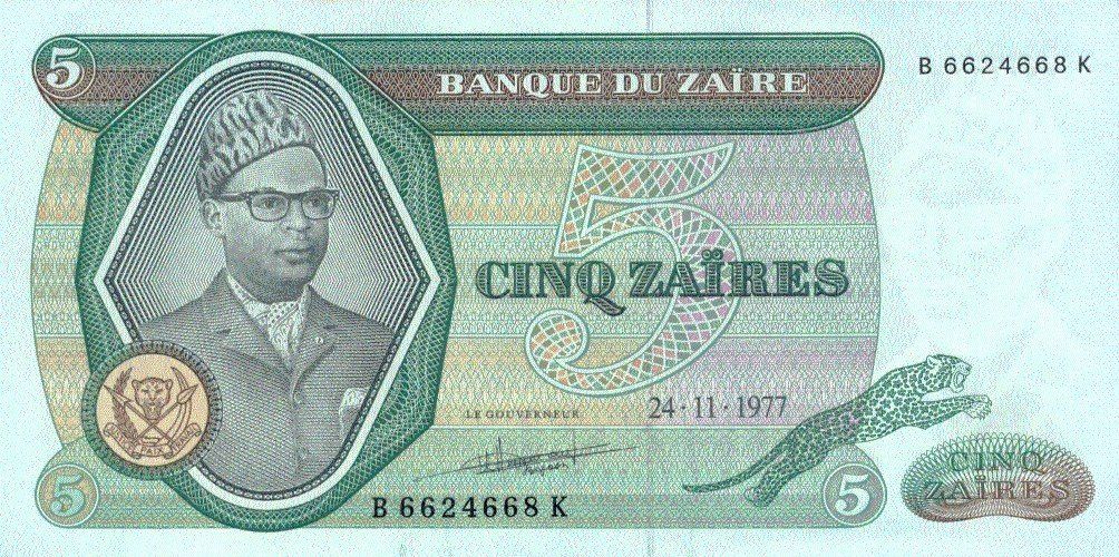 Banconote: Zaire 5 Zaires 1977 P-21b UNC – Nuovo (secondo la descrizione) da Schliern b. Köniz venduto da pizzitaxi