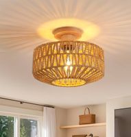 Rattan Deckenlampe Holz Ø30cm(ohne Glühbirne) E27