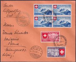 1939, LUXUS-Swissair-Flug WEST mit Nr.222-224, Kat: 180.-++