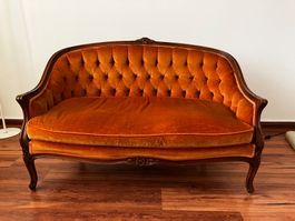 Elegantes Louis XV / Napoleon III Sofa aus Samt