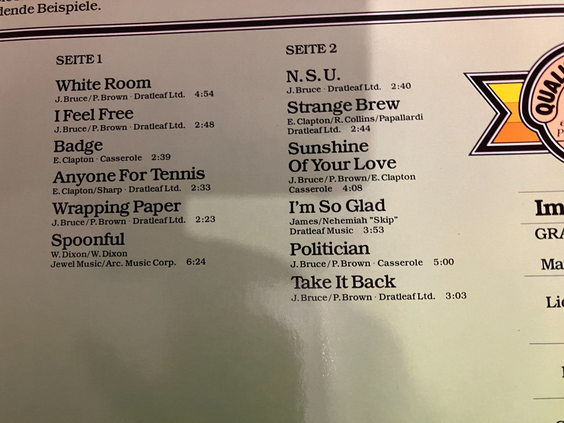 Dischi in vinile: Cream – Usato da Aarwangen venduto da Jukebox3 3