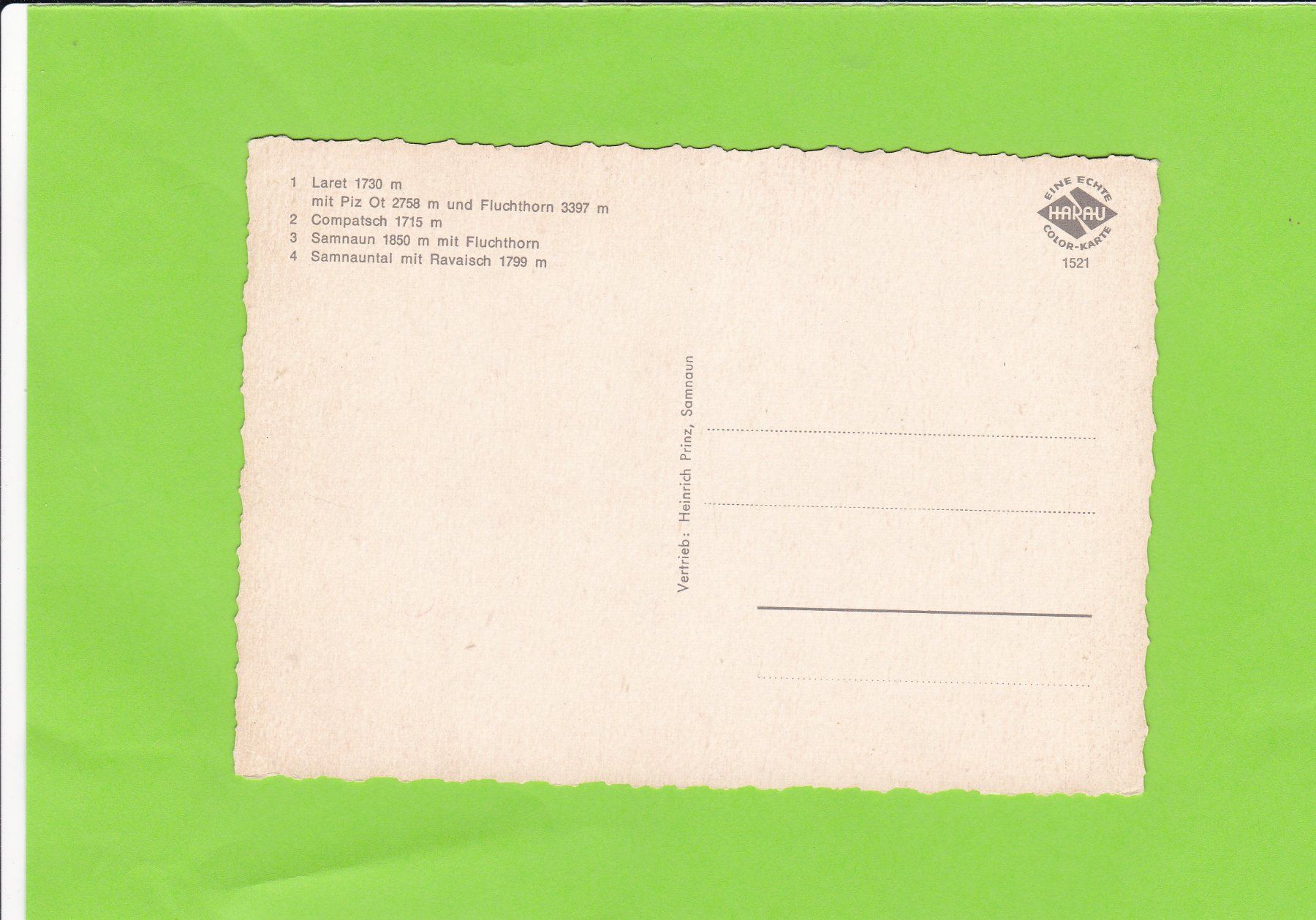 Cartoline postali: Samnauntal – Usato da St. Peterzell venduto da neckertal 1